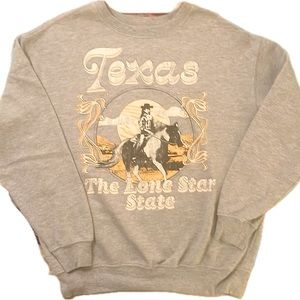 Zoe and Liv Cowgirl Texas Lone Star State Grey Sweatshirt size Medium